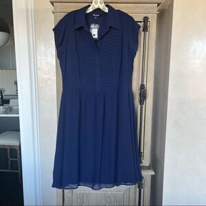 City Chic Navy Pleated Front Dress NEW Plus Size 16